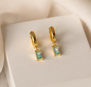 Gold Huggie Earrings with Birthstone