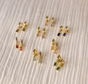 Gold Huggie Earrings with Birthstone