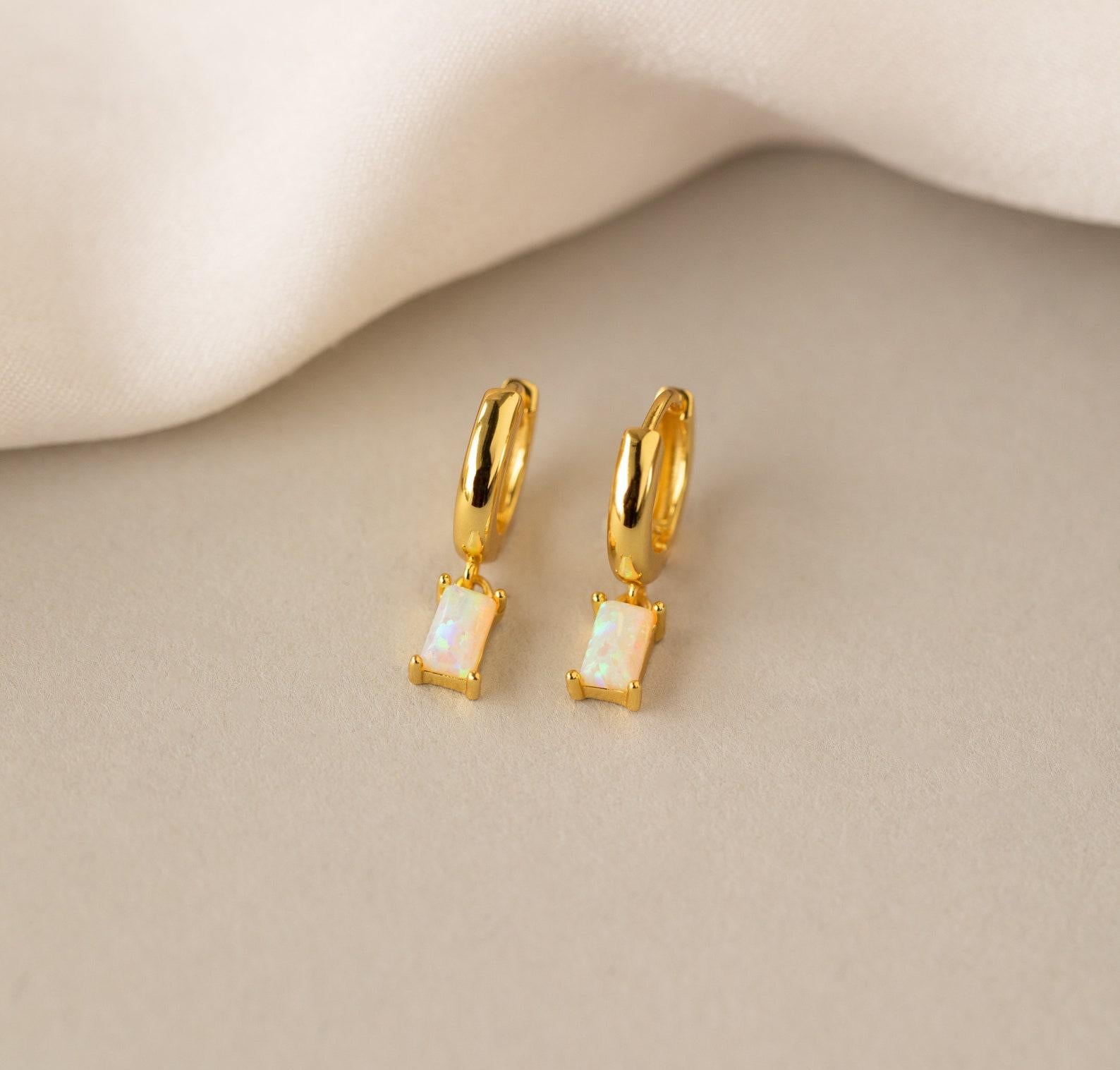 Gold Huggie Earrings with Birthstone