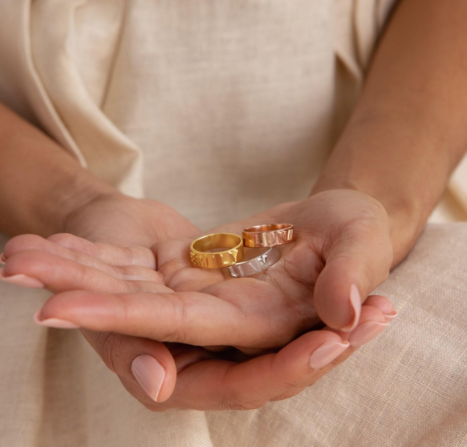 Personalized 3D Engraved Name Ring