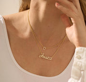 Personalized Gold Crystal Name Necklace