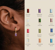 Baguette Birthstone Dangle Earrings for Bridesmaids