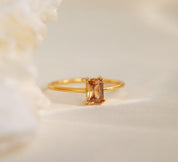 Emerald Cut Citrine Vintage Style Ring