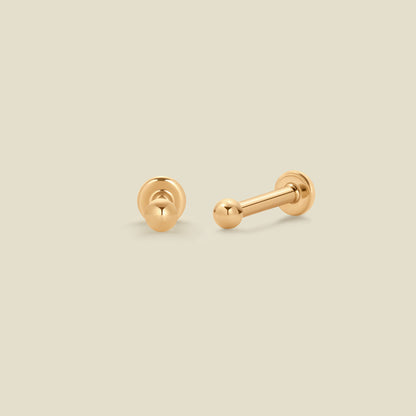 14k Bead Stud Earring (Flat Back)