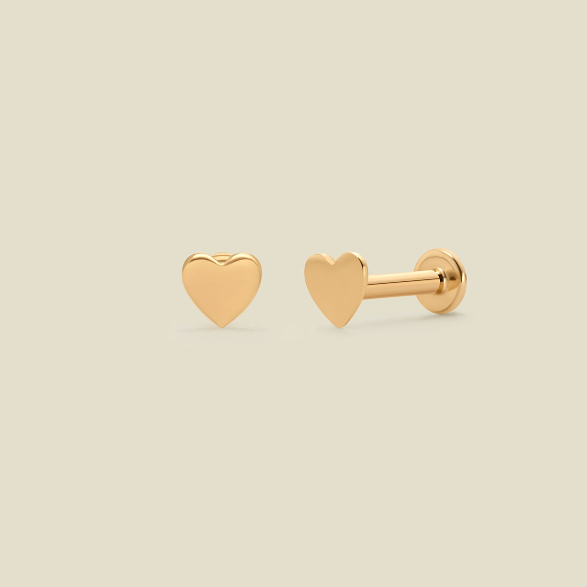 14k Heart Stud Earring (Flat Back)