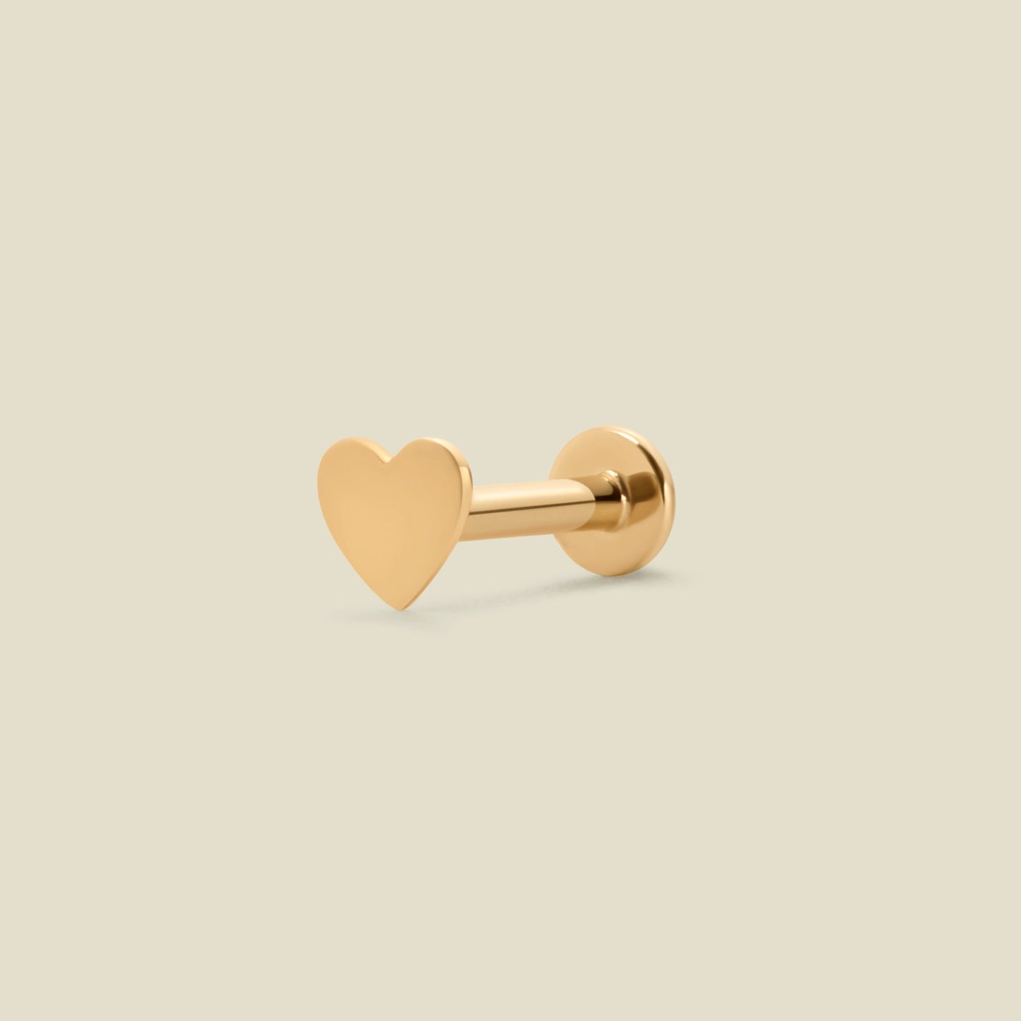 14k Heart Stud Earring (Flat Back)