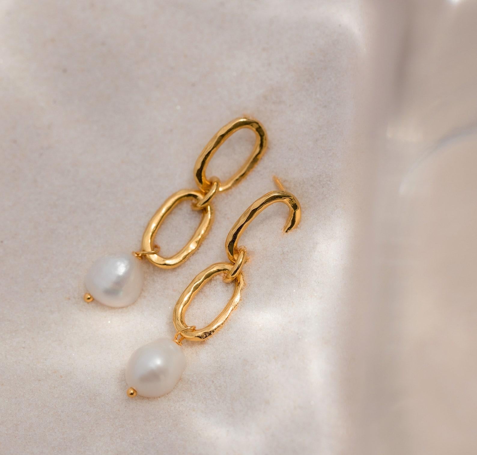 Dangling Pearl Drop Stud Earrings