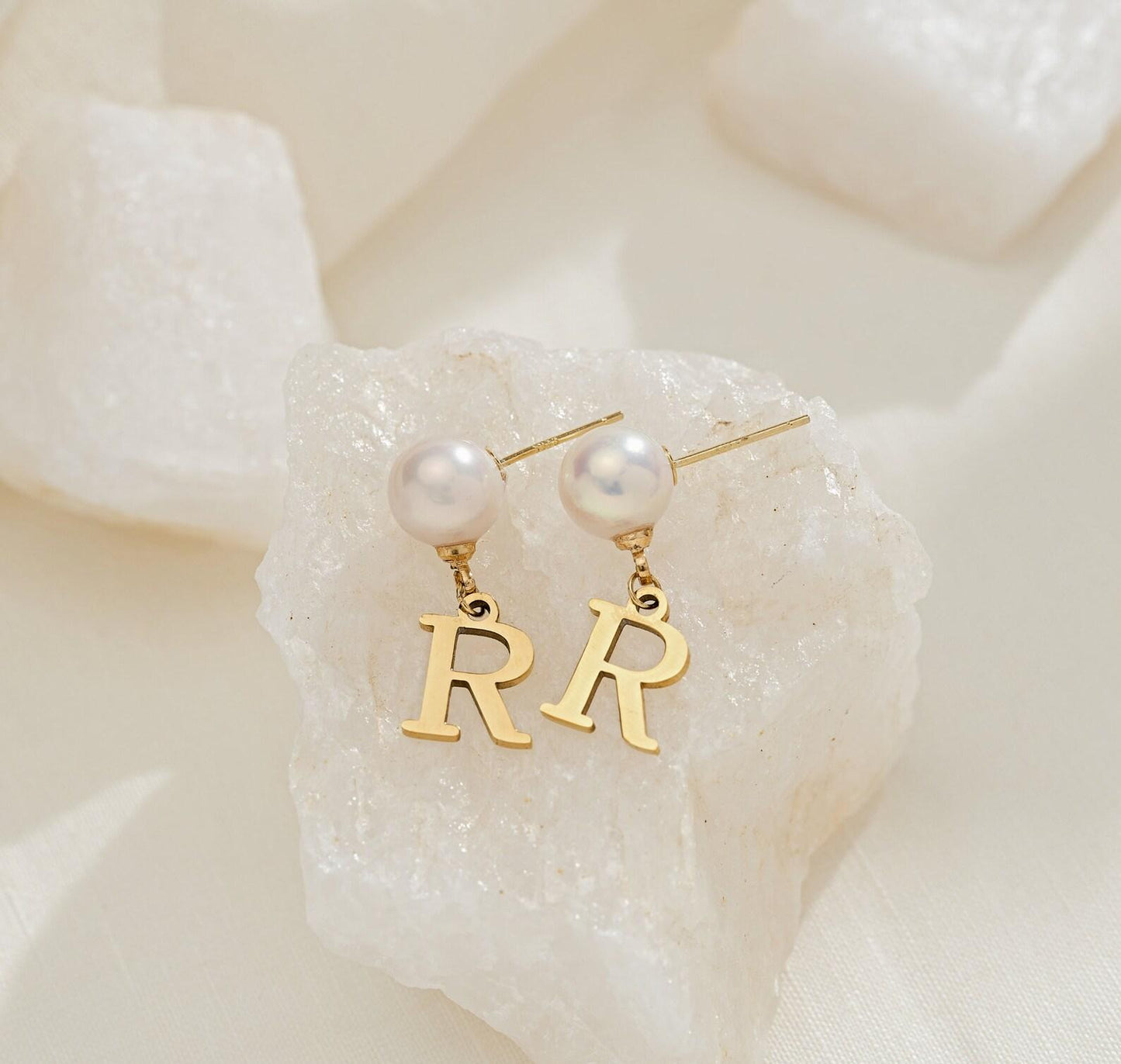 Personalized Pearl Initial Drop Earrings