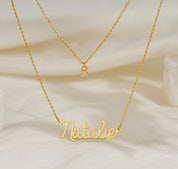 Personalized Layered Name Necklace with Birthstone