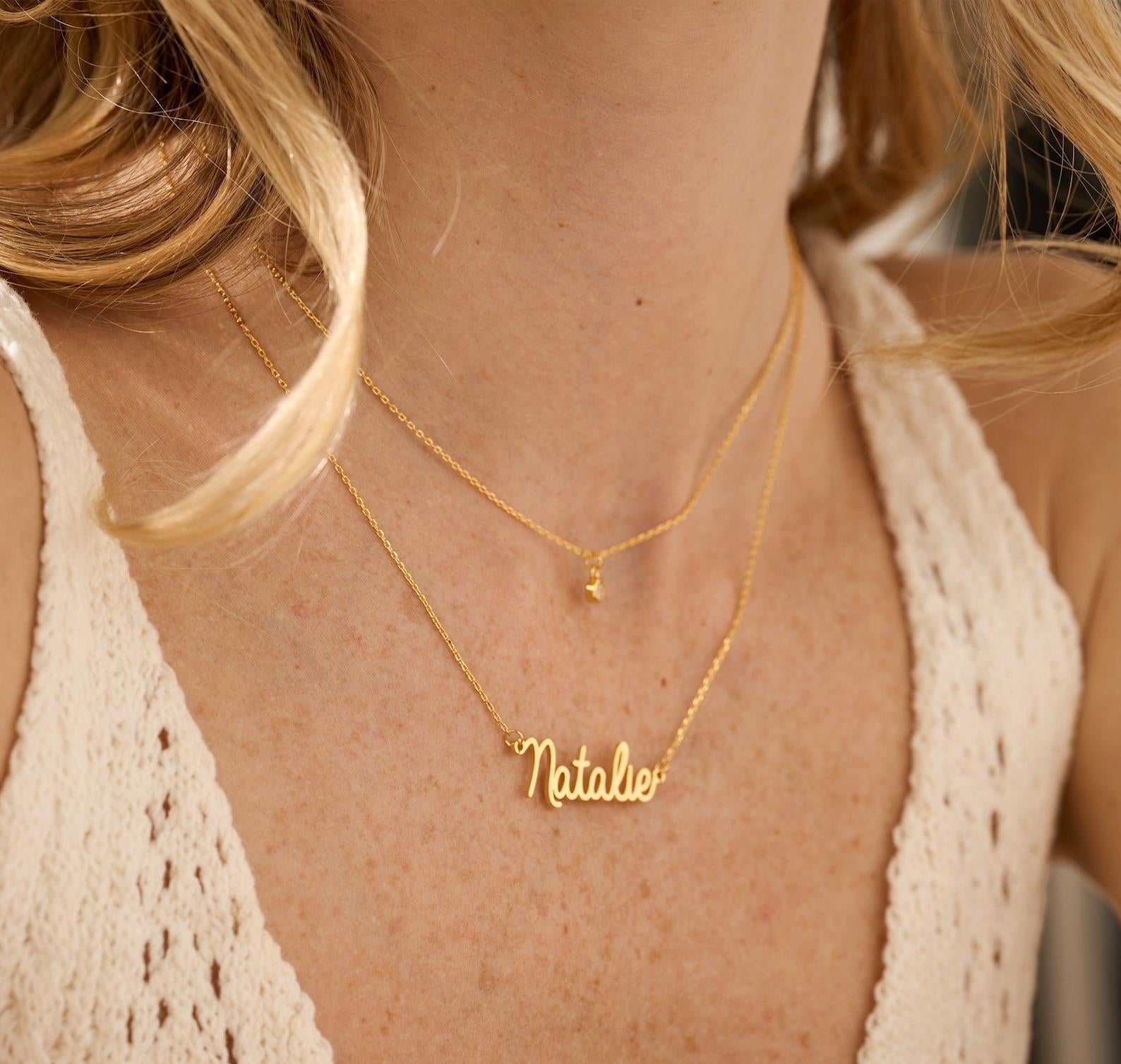 Personalized Layered Name Necklace with Birthstone