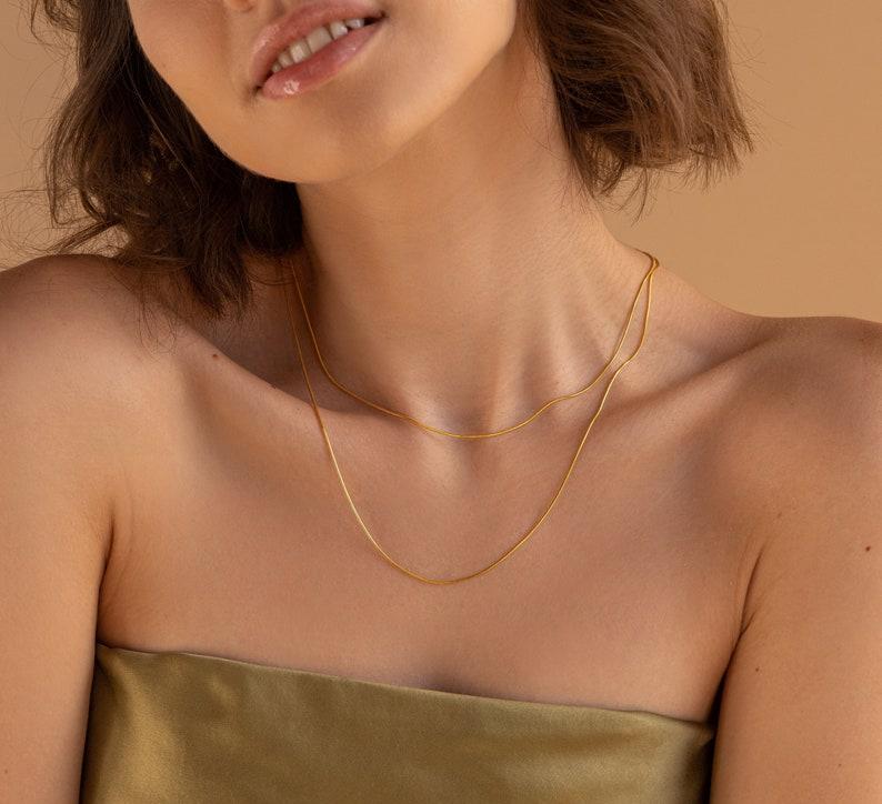 Dainty Layered Chain Necklace in Gold and Silver