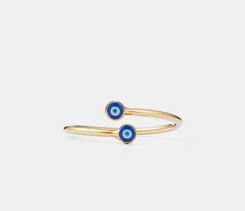 Turkish Blue Evil Eye Sterling Silver Ring