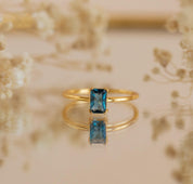 Vintage Style Blue Topaz Birthstone Ring