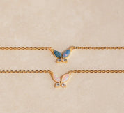 Multi-Color Opal Butterfly Necklace Set