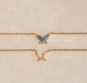 Multi-Color Opal Butterfly Necklace Set