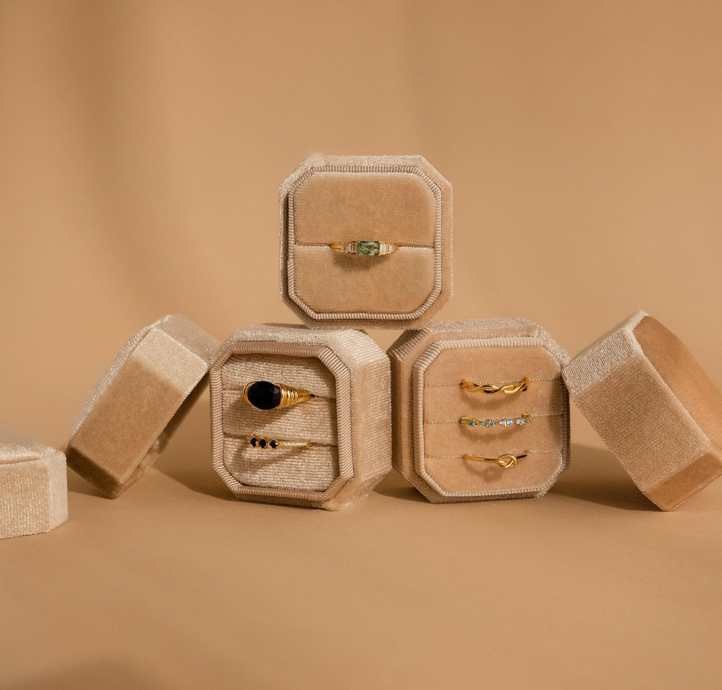 Square Velvet Ring Box with 1-3 Slots