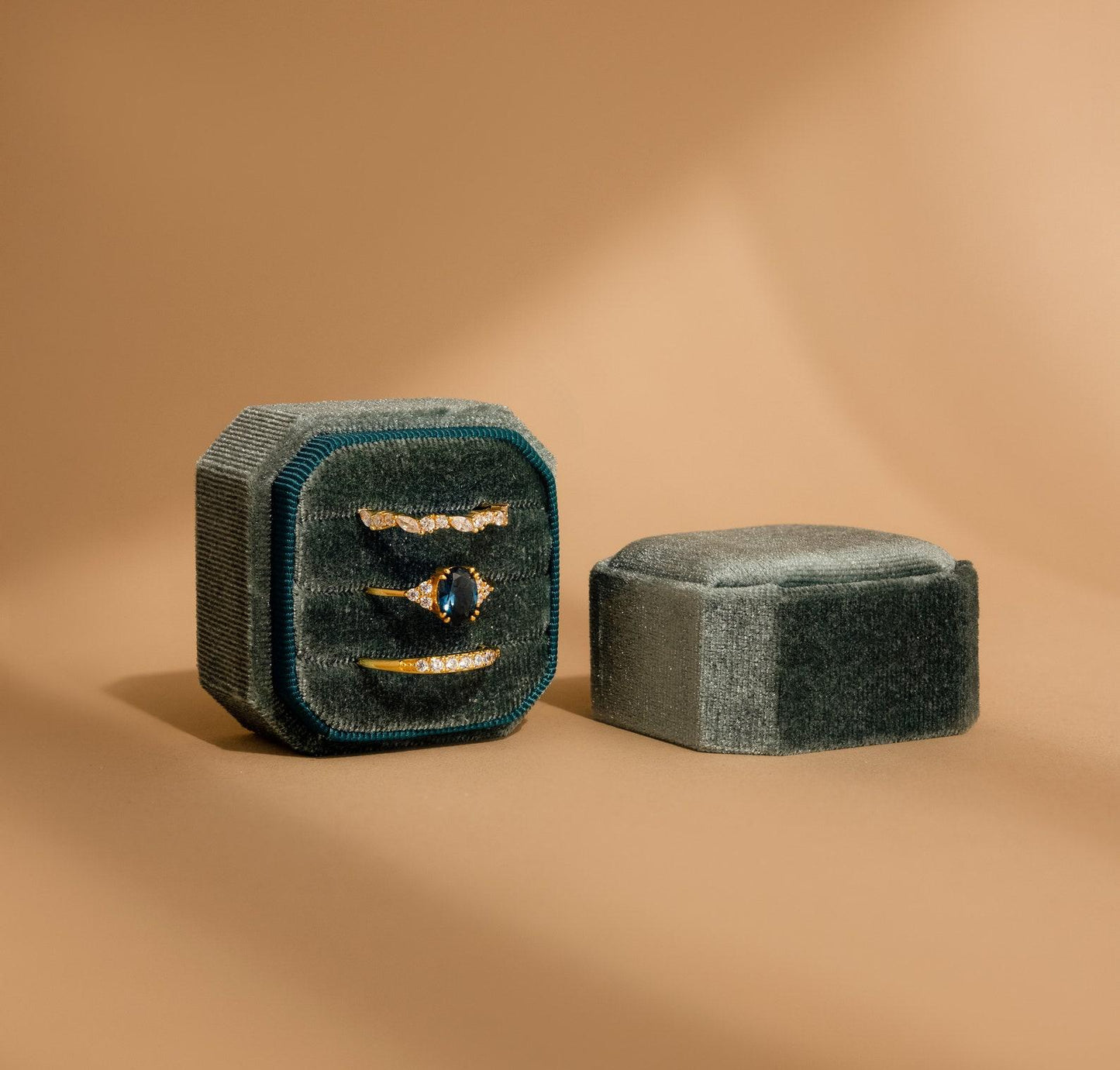 Square Velvet Ring Box with 1-3 Slots