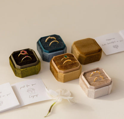 Square Velvet Ring Box with 1-3 Slots