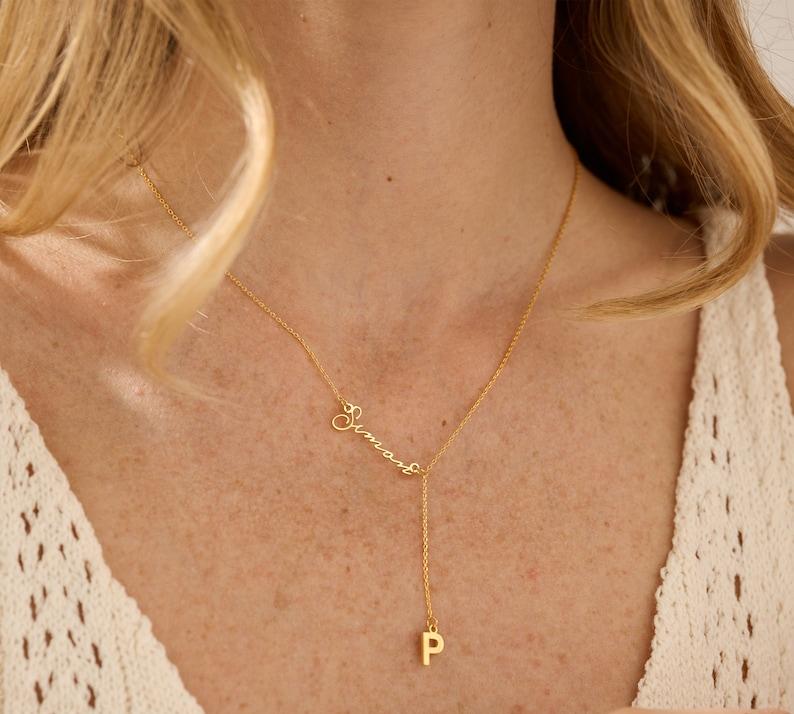 Custom Minimalist Name Necklace in Y Design