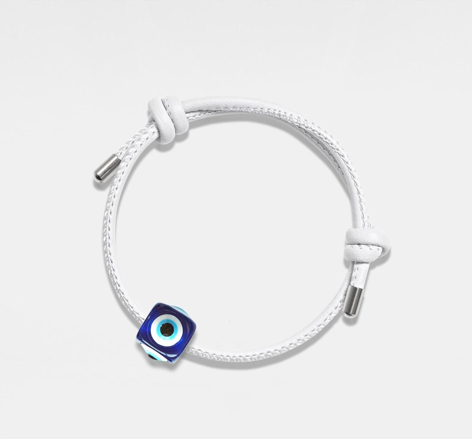 Blue Evil Eye Charm Bracelet Leather Friendship Jewelry