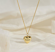 Engraved Heart Photo Necklace in Gold