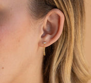 Baguette Diamond Chain Stud Earrings