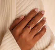 Dainty Personalized Marquise Pearl Ring