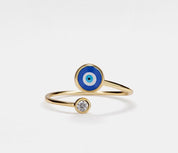 Evil Eye Sterling Silver Bypass Ring