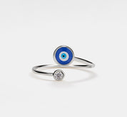 Evil Eye Sterling Silver Bypass Ring