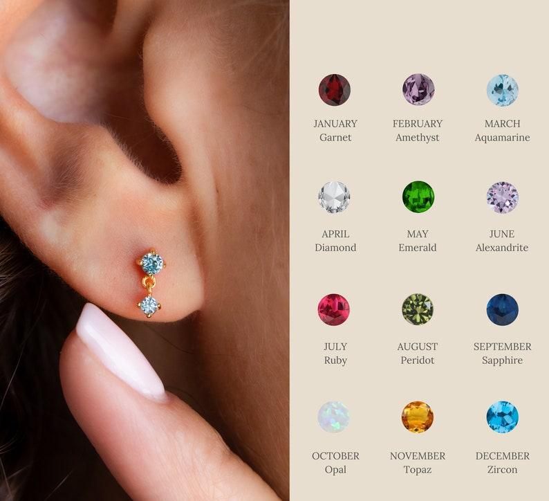 Dainty Birthstone Drop Earrings for Her