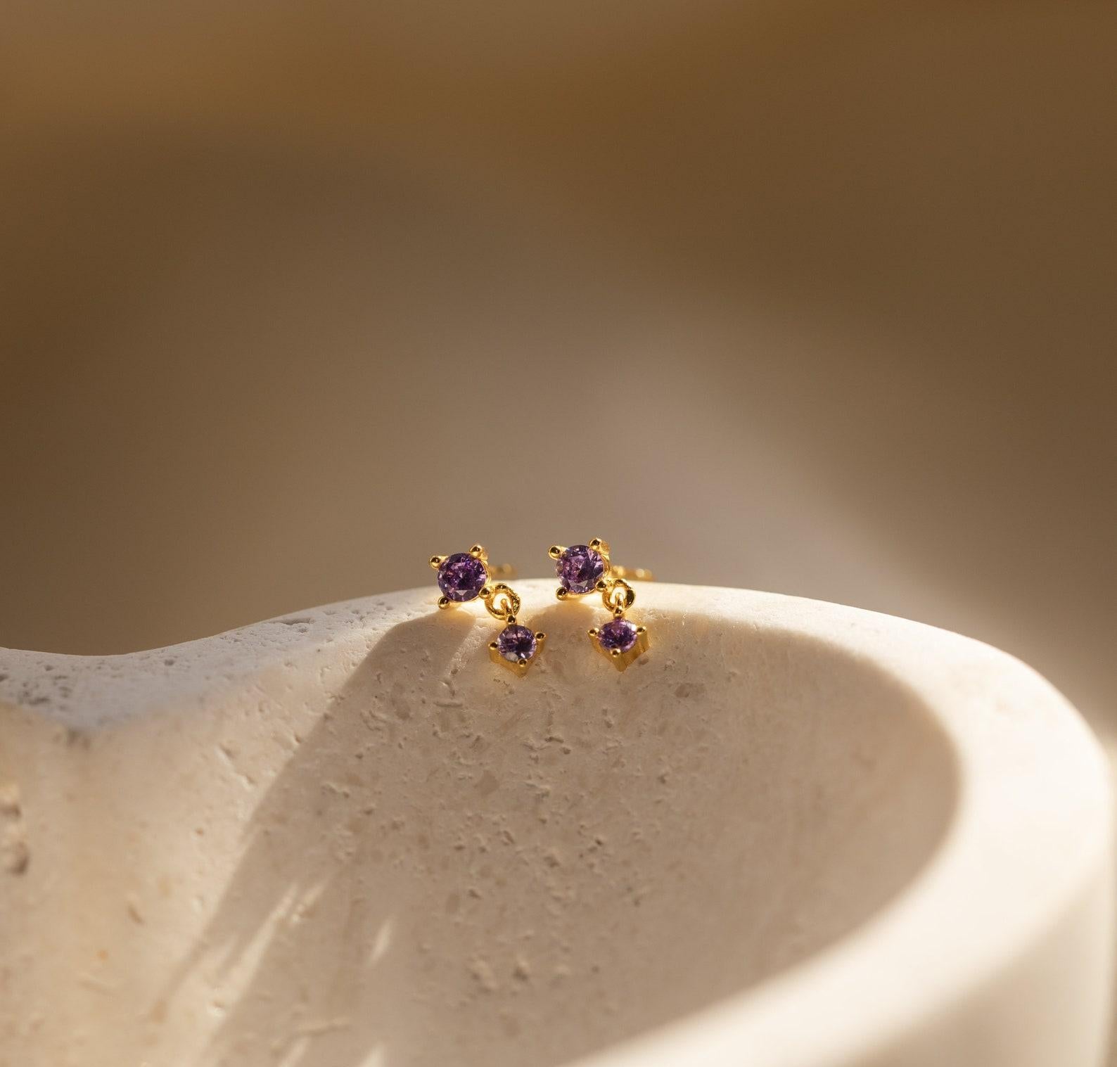 Dainty Birthstone Drop Earrings for Her