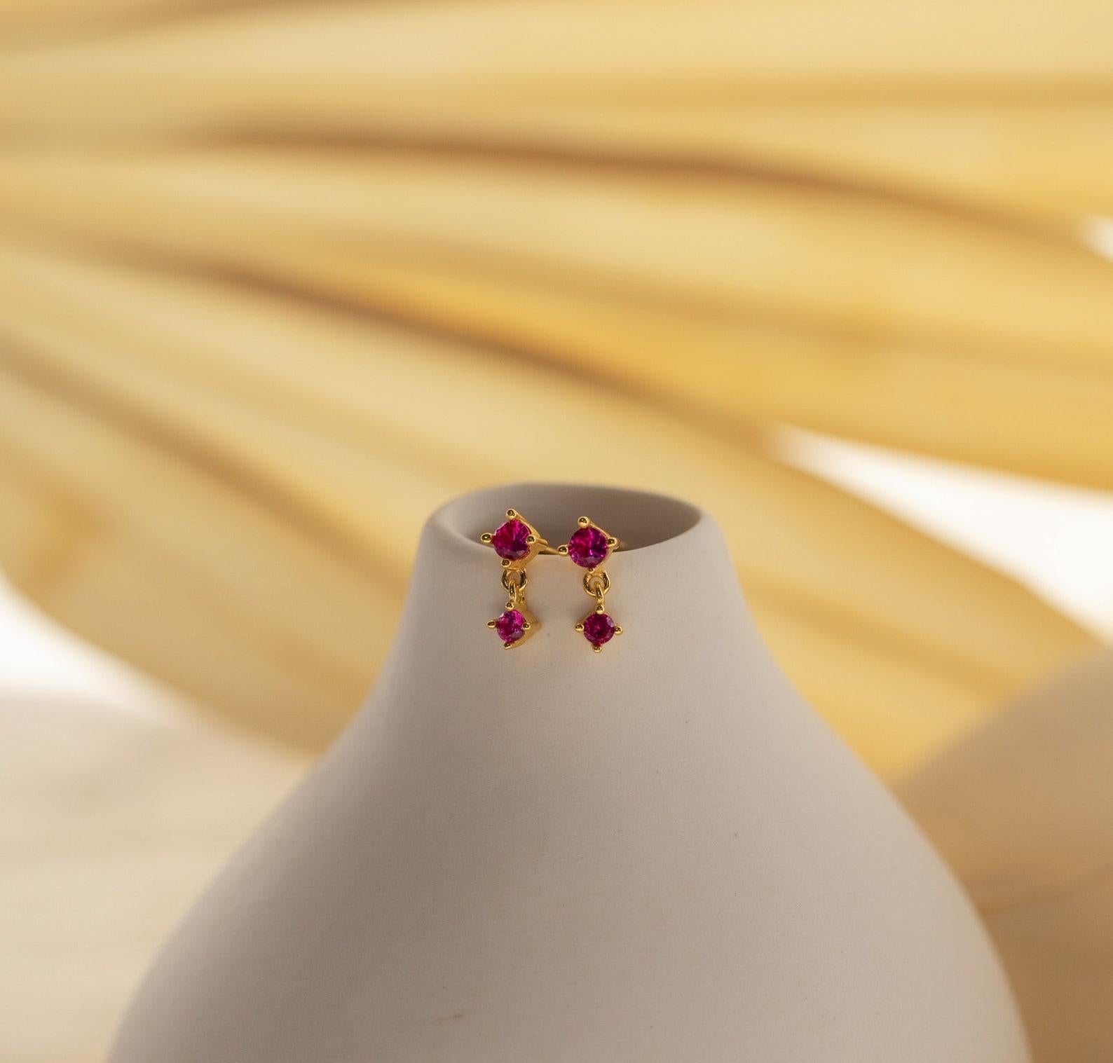 Dainty Birthstone Drop Earrings for Her