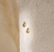 Dainty Pearl Diamond Stud Earrings