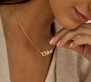 Personalized Gold Block Name Necklace