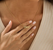 Personalized Gold Block Name Necklace