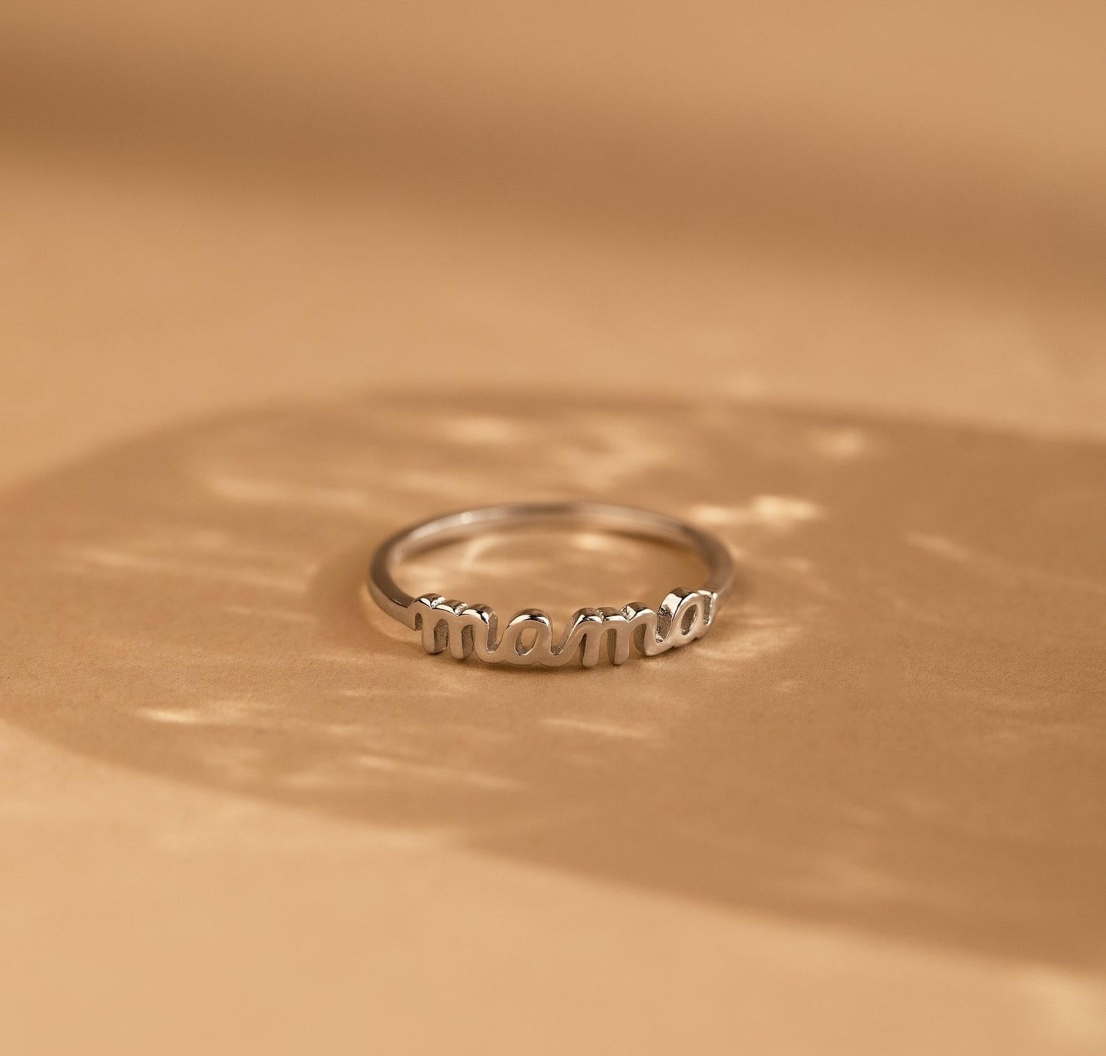 Dainty Mama Ring in Gold Sterling Silver