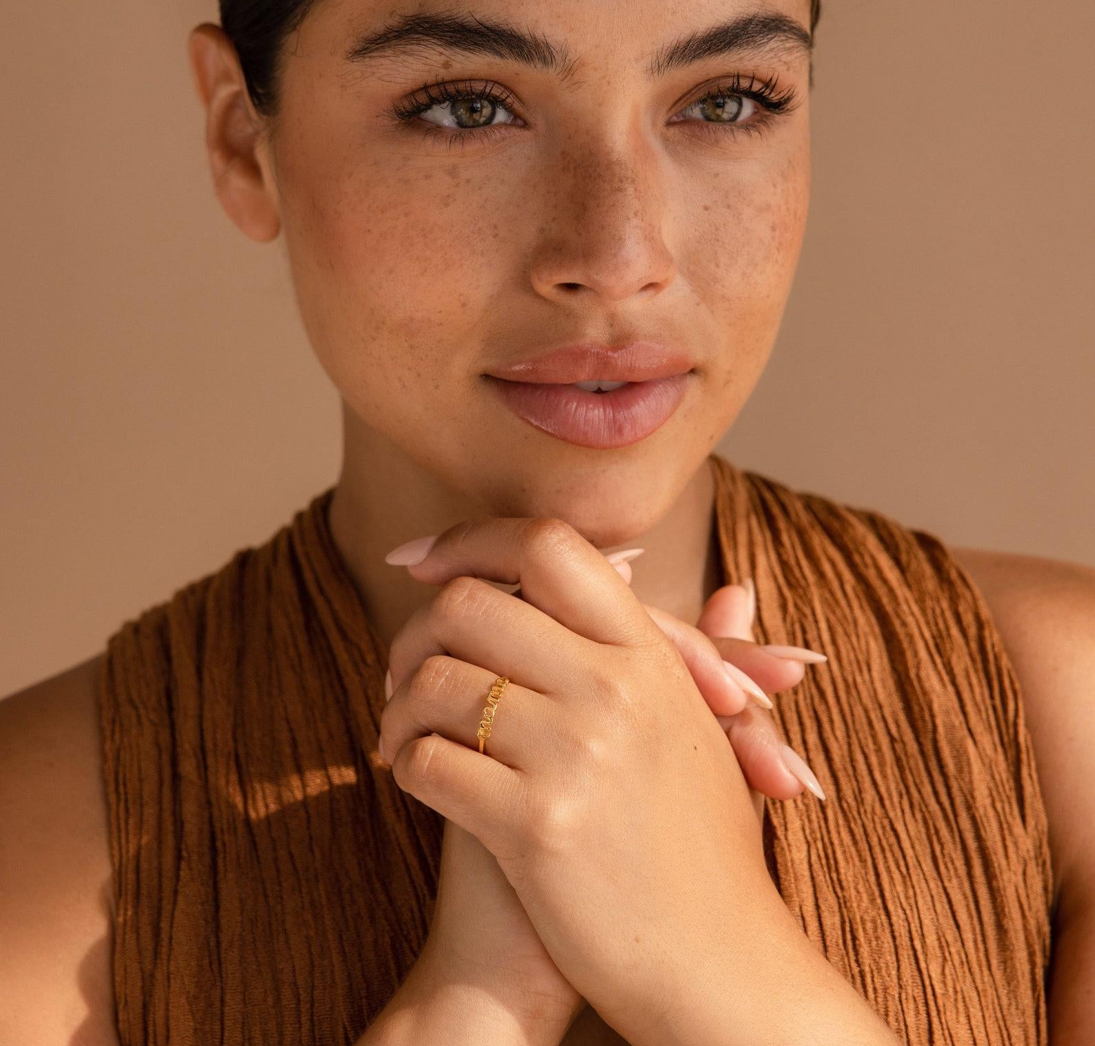 Dainty Mama Ring in Gold Sterling Silver