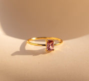 Vintage Emerald Cut Pink Diamond Ring