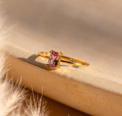 Vintage Emerald Cut Pink Diamond Ring