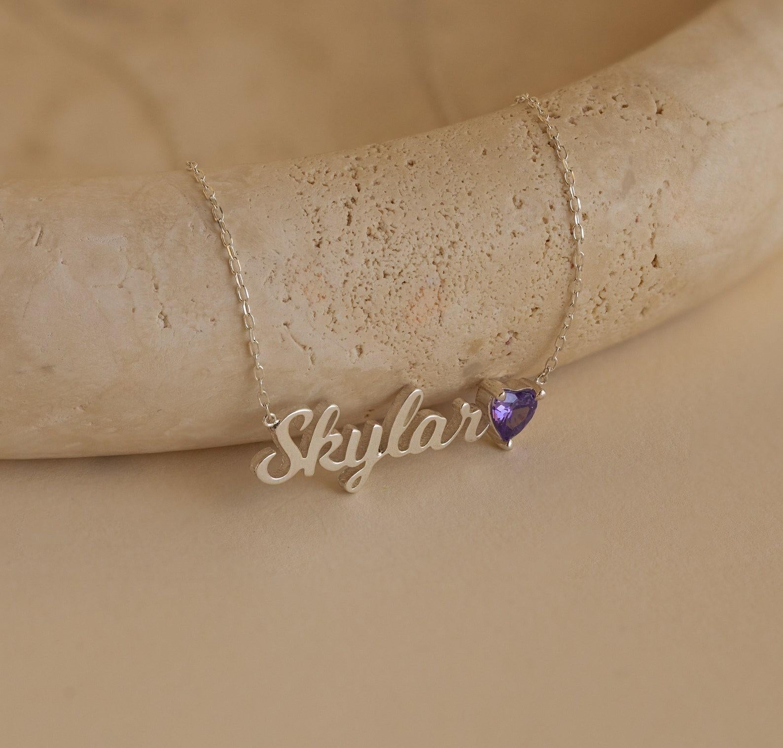 Personalized Name Necklace with Birthstone