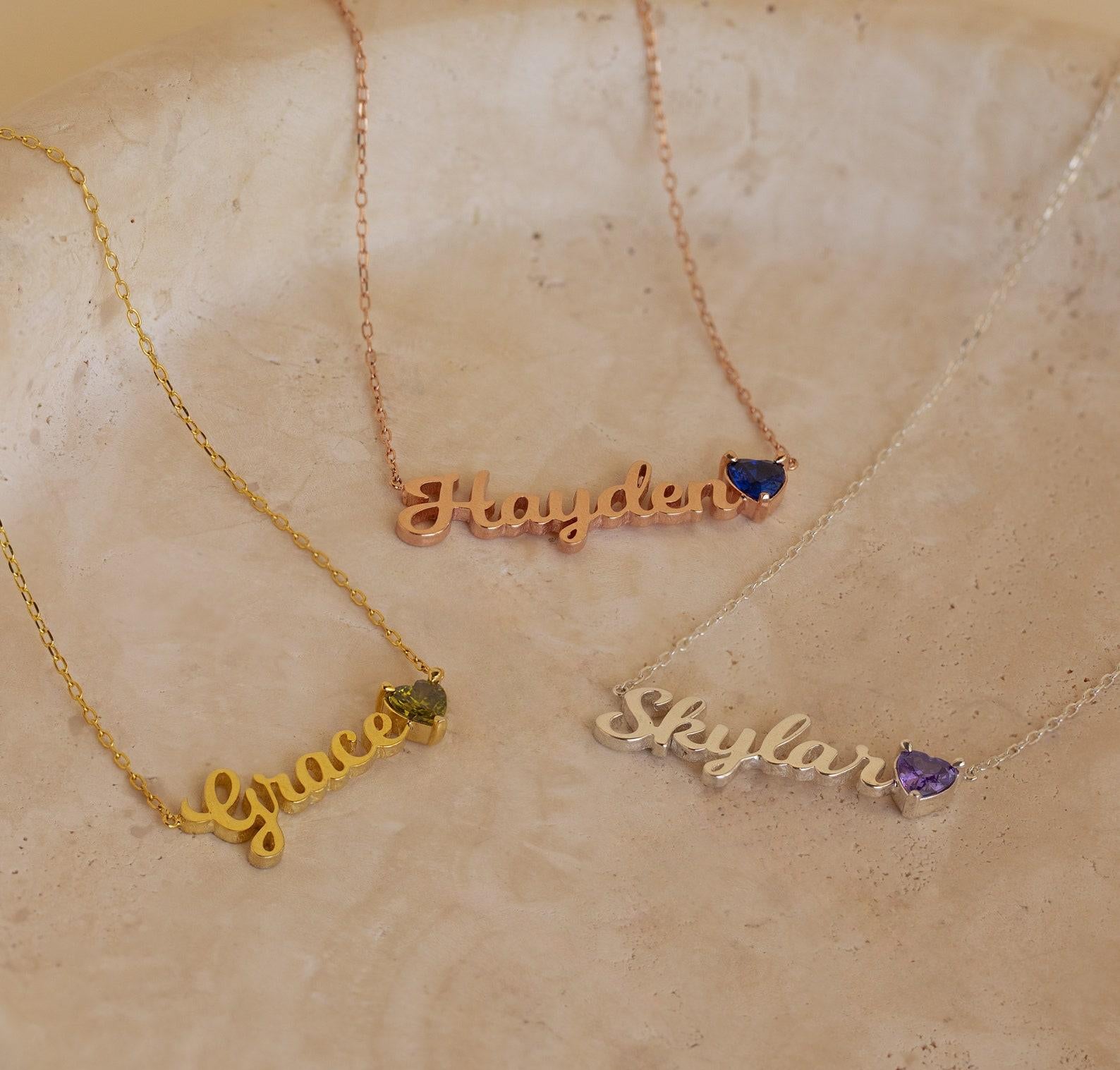 Personalized Name Necklace with Birthstone