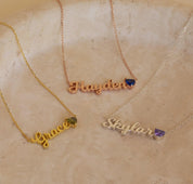 Personalized Name Necklace with Birthstone