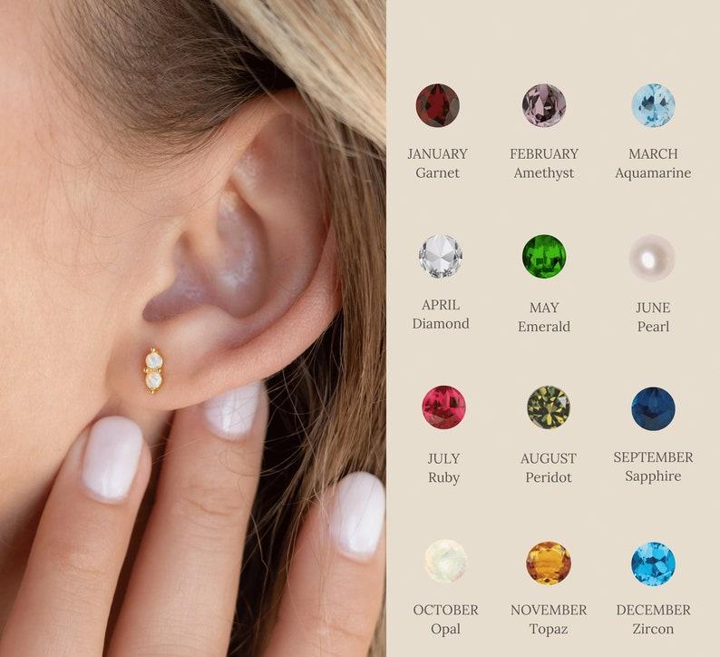 Gold Gemstone Stud Earrings for Birthdays