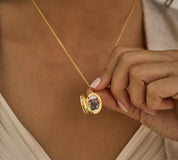 Engraved Gold Locket Necklace for Memories