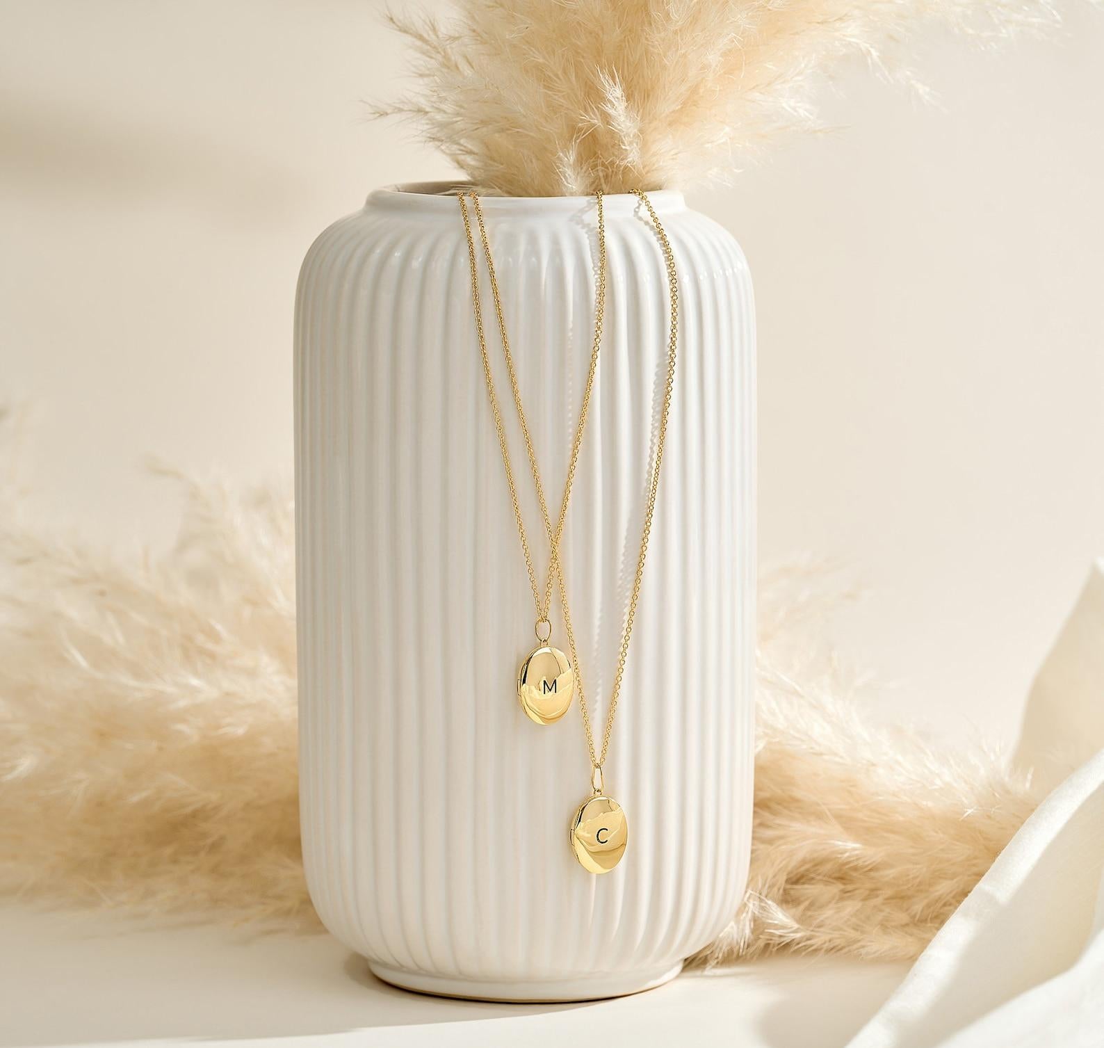 Engraved Gold Locket Necklace for Memories