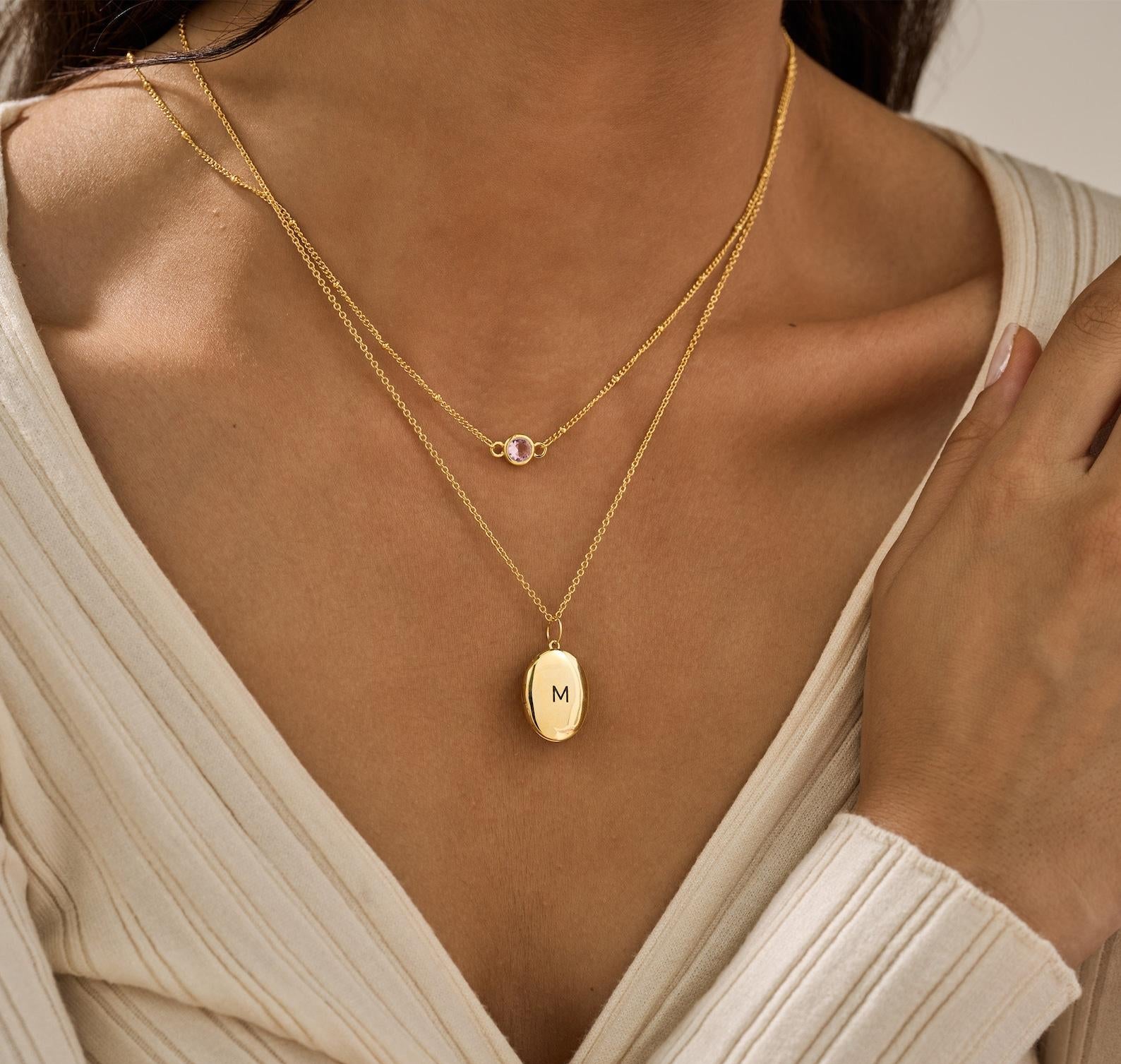 Engraved Gold Locket Necklace for Memories