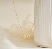 Personalized Two Hearts Necklace with Box Chain