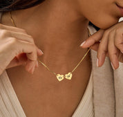 Personalized Two Hearts Necklace with Box Chain