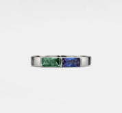 Double Birthstone Stacking Ring in Sterling Silver