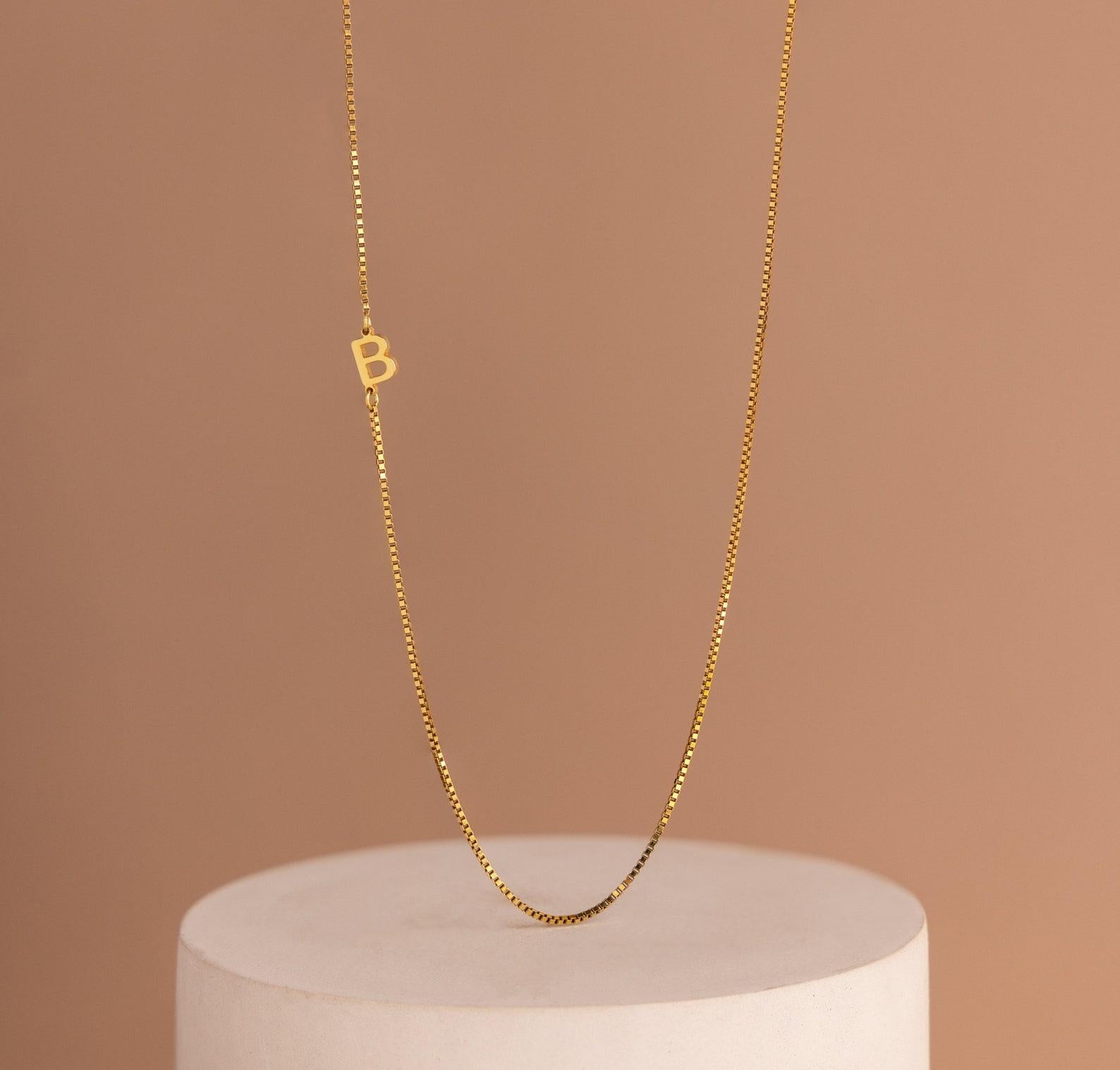 Personalized Gold Sideways Initial Necklace